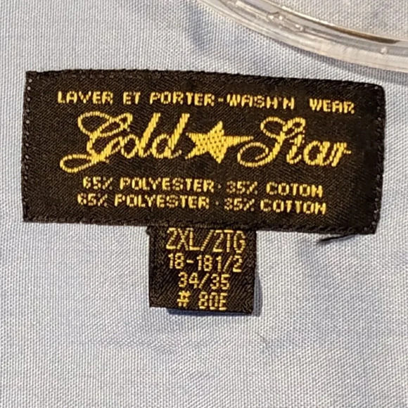 Gold Star Men's Wash N Wear Blue Long Sleeve Uniform Dress Shirt Size  2XL - Picture 3 of 14
